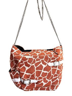 Miche Giraffe-Print Shoulder Bag in Brown & White with Chain Strap